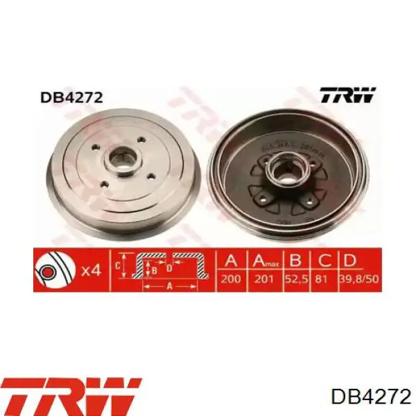 Comprar DB4272 TRW Tambor de freno trasero