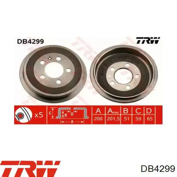 DB4299 TRW Tambor de freno trasero