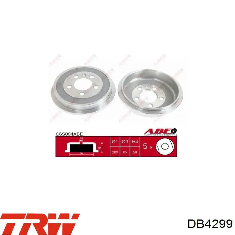Tambor de freno trasero DB4299 TRW