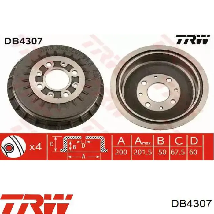 Comprar DB4307 TRW Tambor de freno trasero