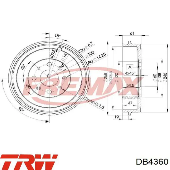 Comprar DB4360 TRW Tambor de freno trasero