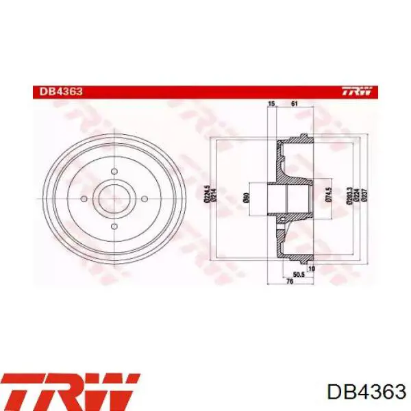 Comprar DB4363 TRW Tambor de freno trasero