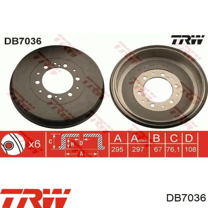 DB7036 TRW freno de tambor trasero