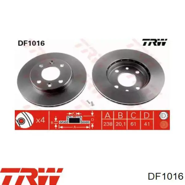 Disco de freno DF1016 TRW
