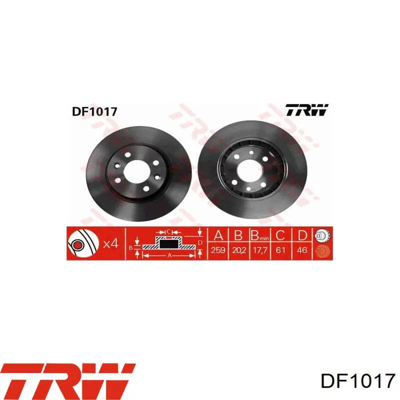 Comprar DF1017 TRW Freno de disco delantero