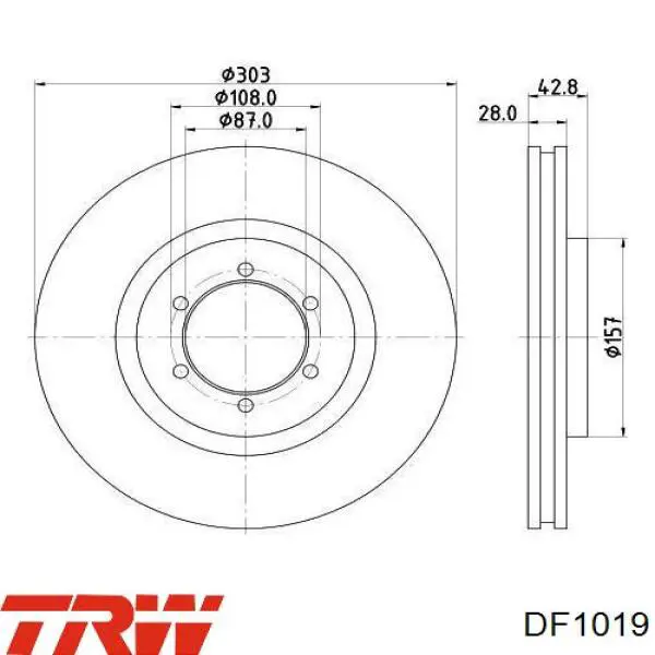 Disco de freno delantero TRW DF1019