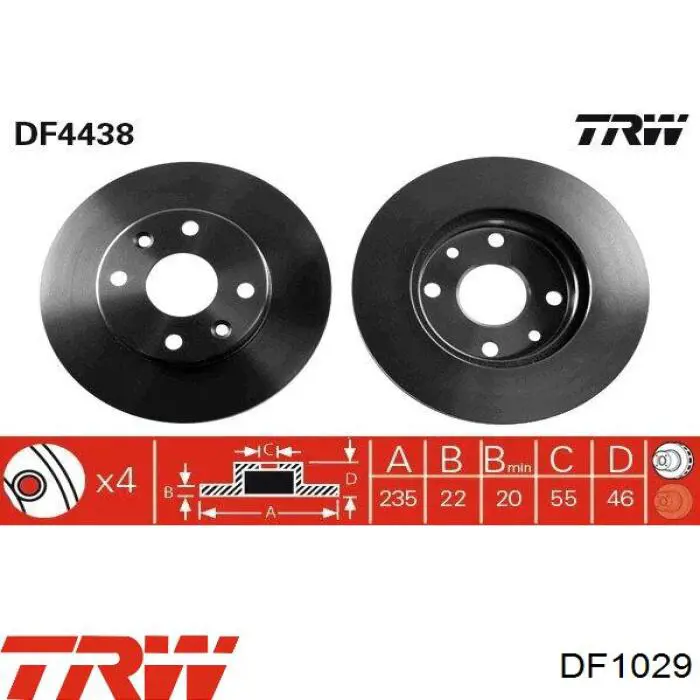 Comprar DF1029 TRW Disco de freno trasero