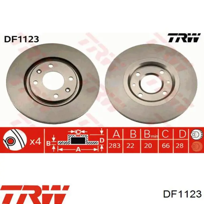 Comprar DF1123 TRW Freno de disco delantero