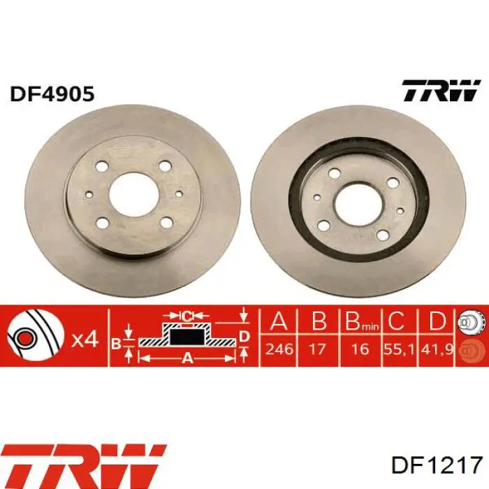 DF1217 TRW freno de disco delantero