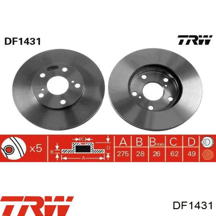 Comprar DF1431 TRW Freno de disco delantero