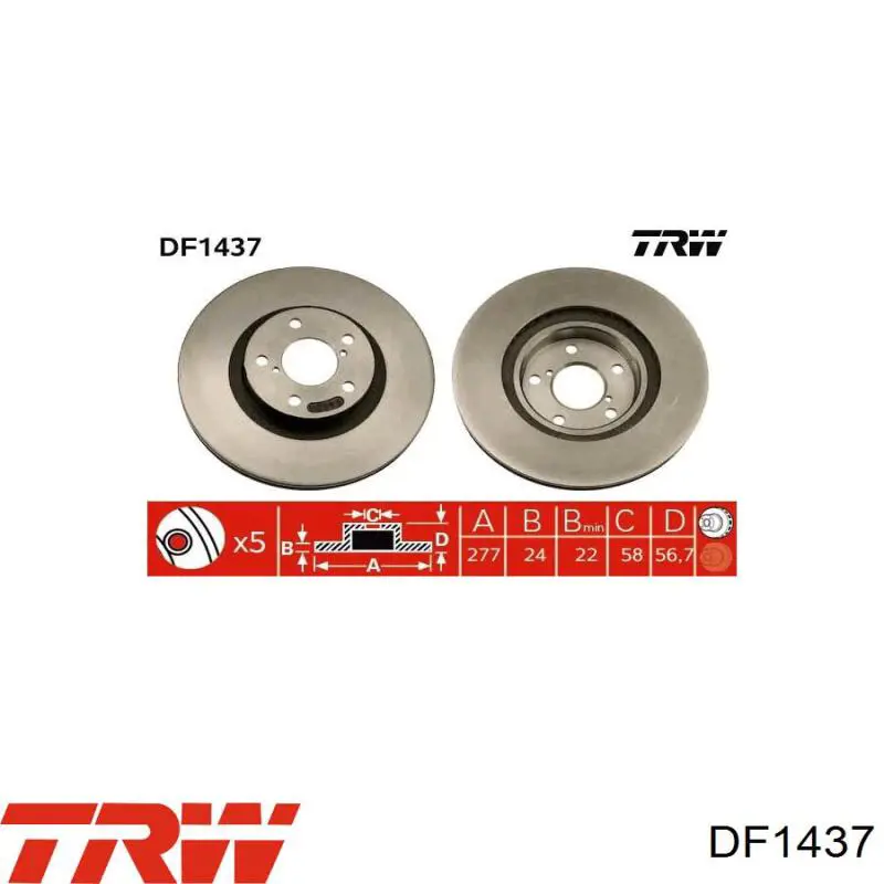 Comprar DF1437 TRW Freno de disco delantero