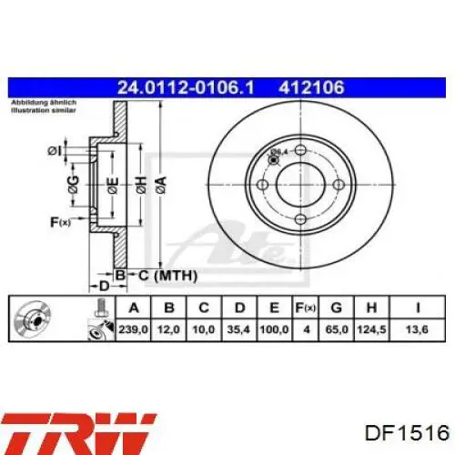 Disco de freno DF1516 TRW