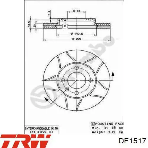 Disco de freno DF1517 TRW