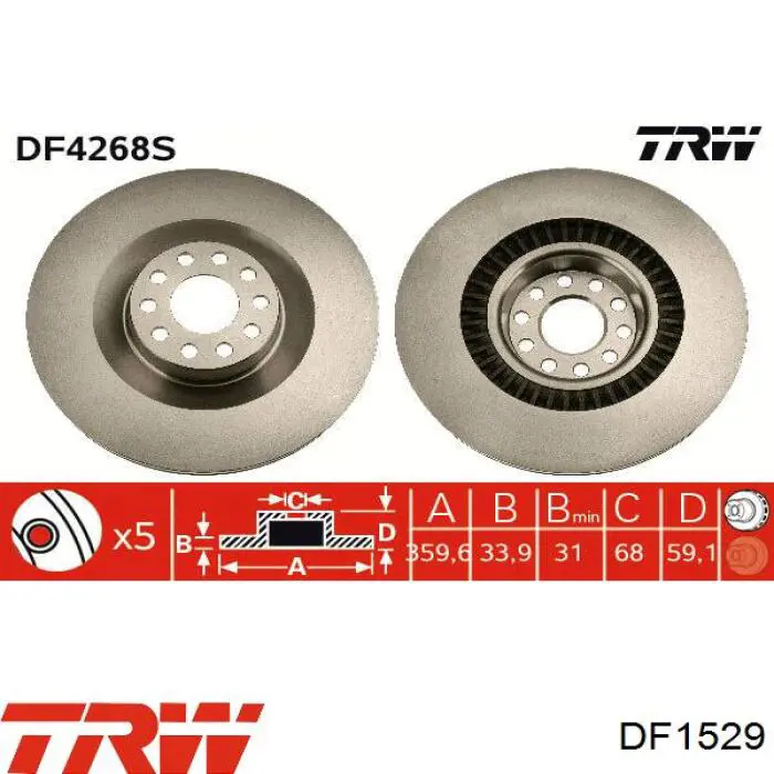 Disco de freno trasero TRW DF1529