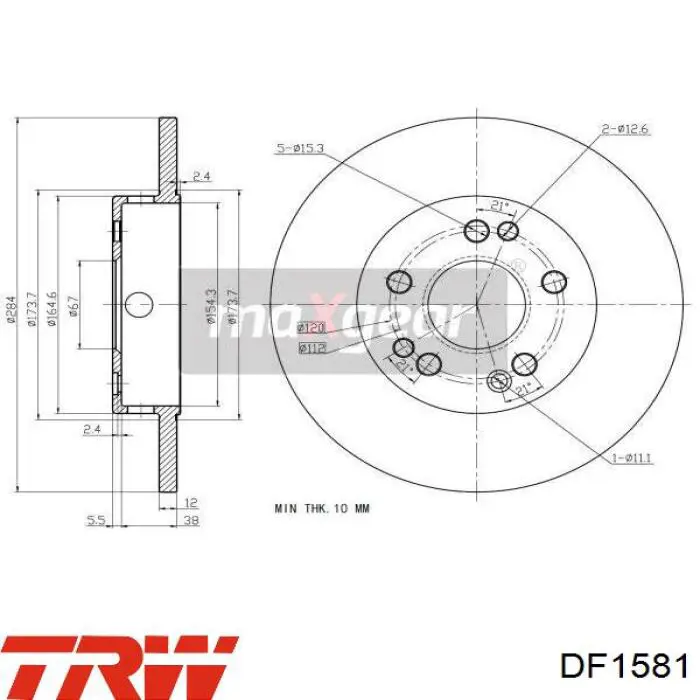 Comprar DF1581 TRW Freno de disco delantero