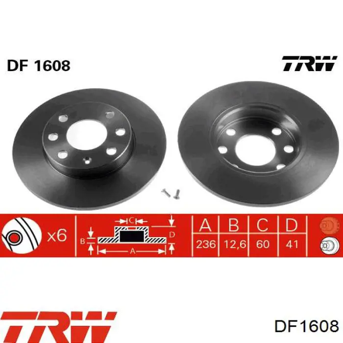 Freno de disco delantero TRW DF1608