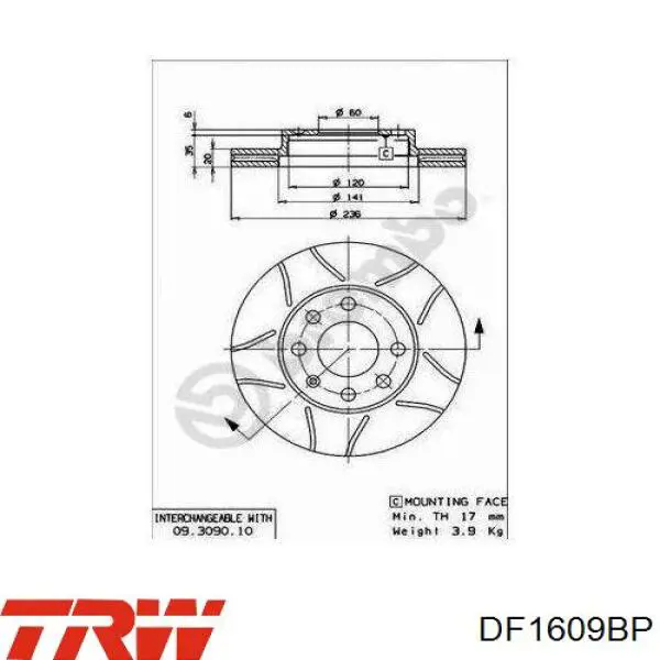 Freno de disco delantero Opel Astra 51, 52, F35, M35