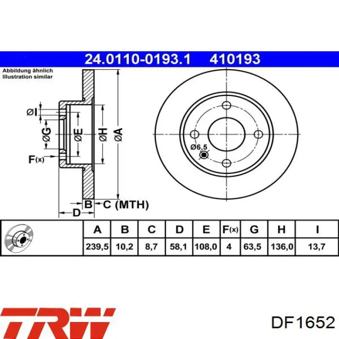 Comprar DF1652 TRW Freno de disco delantero
