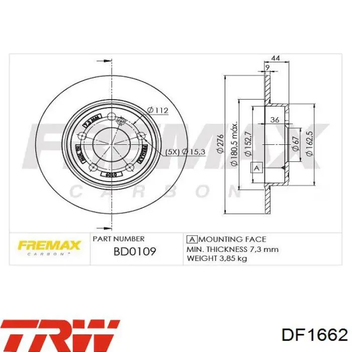 Comprar DF1662 TRW Freno de disco delantero