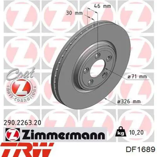 Disco de freno delantero TRW DF1689