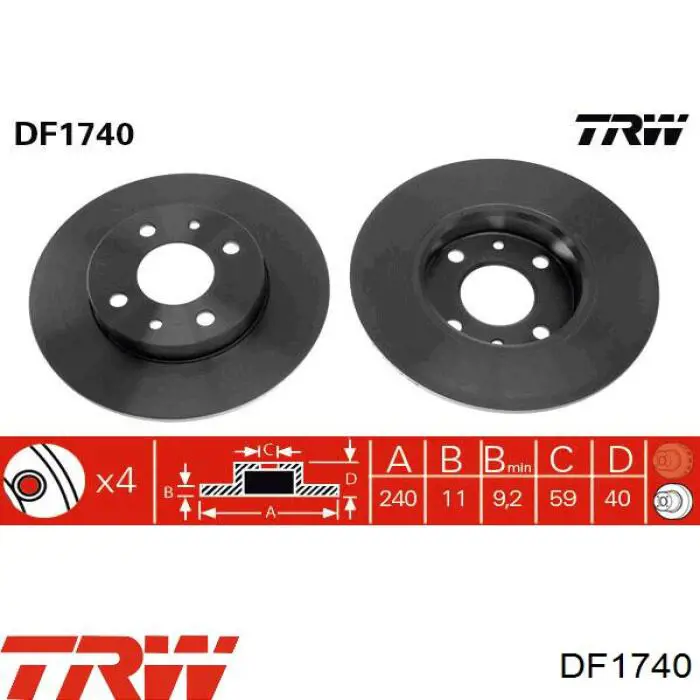 TRW DF1747 Disco Freno Posteriore - Ricambio Originale Di Alta Qualità