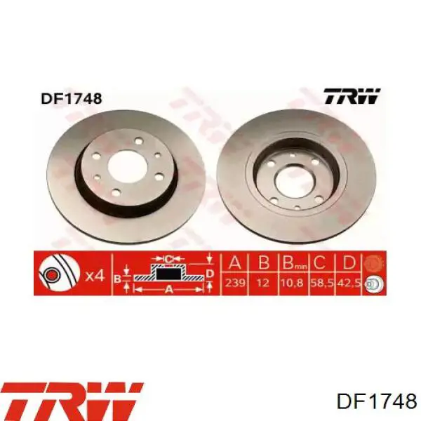 Comprar DF1748 TRW Freno de disco delantero