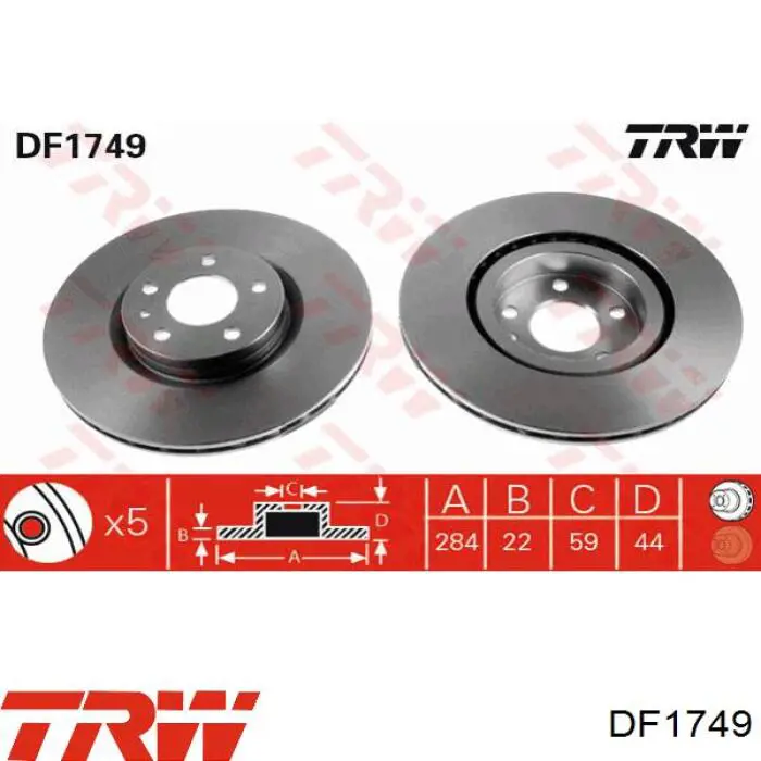 DF1749 TRW disco de freno delantero