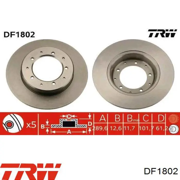 Disco de freno trasero TRW DF1802