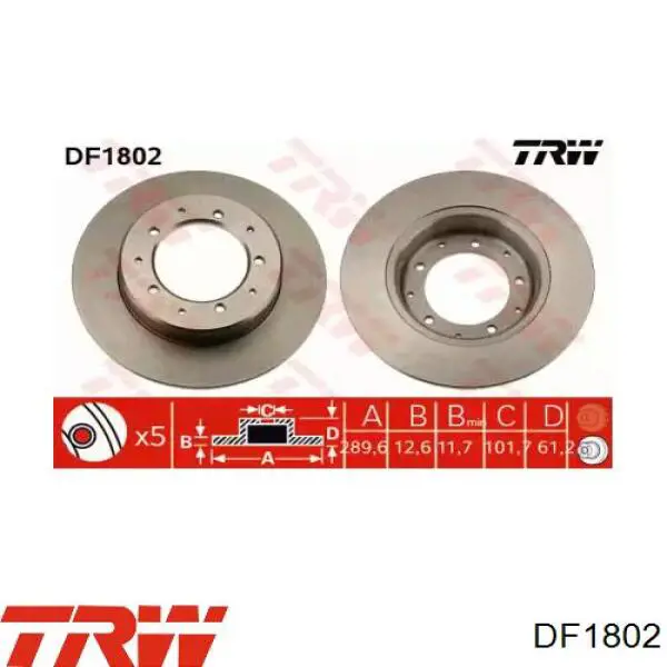 Comprar DF1802 TRW Disco de freno trasero