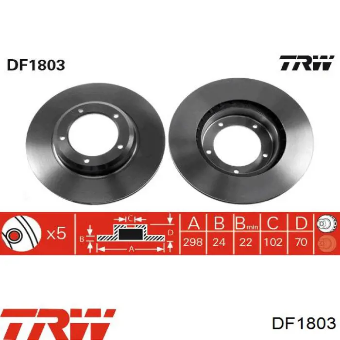 DF1803 TRW disco de freno delantero