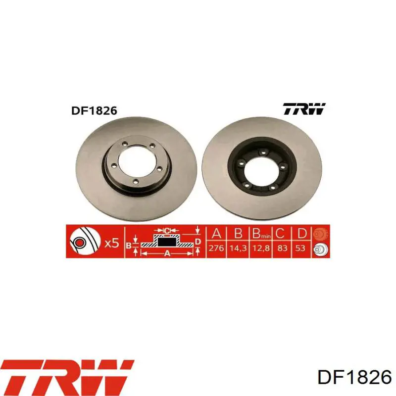 DF1826 TRW disco de freno delantero