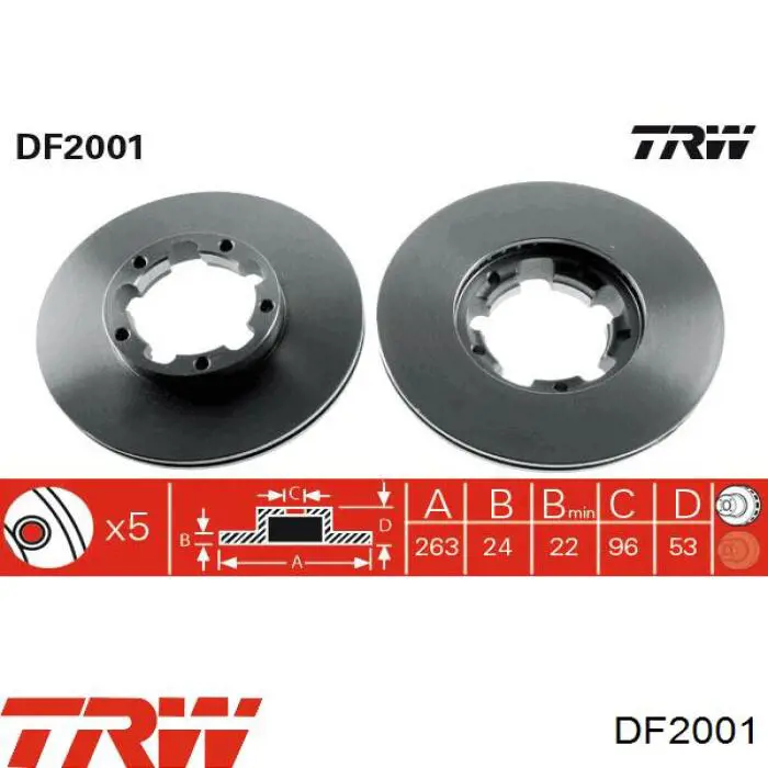 DF2001 TRW disco de freno delantero