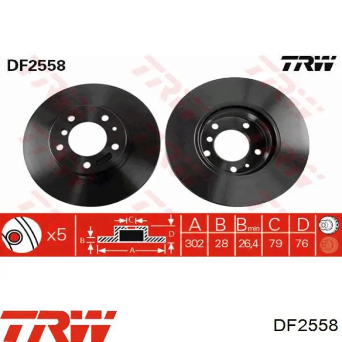 DF2558 TRW disco de freno delantero