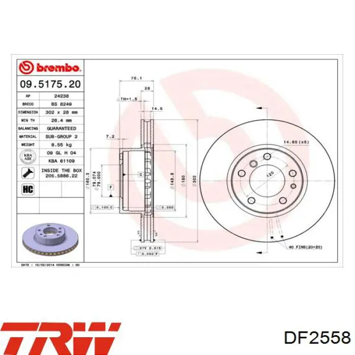 Comprar DF2558 TRW Freno de disco delantero