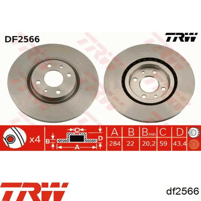 Freno de disco delantero TRW DF2566