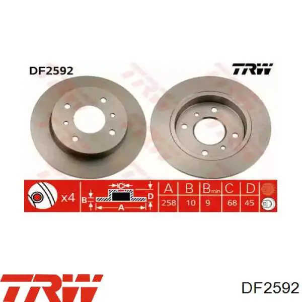 Comprar DF2592 TRW Disco de freno trasero