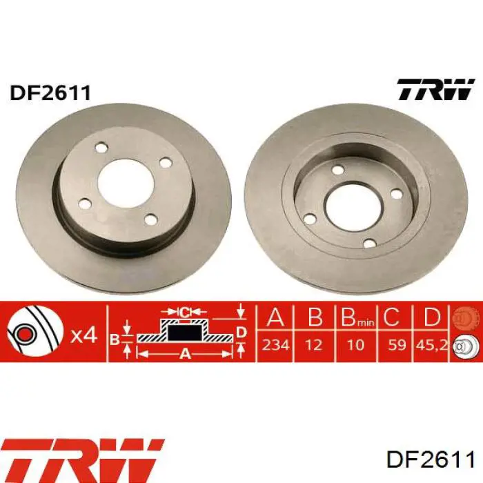 DF2611 TRW freno de disco delantero