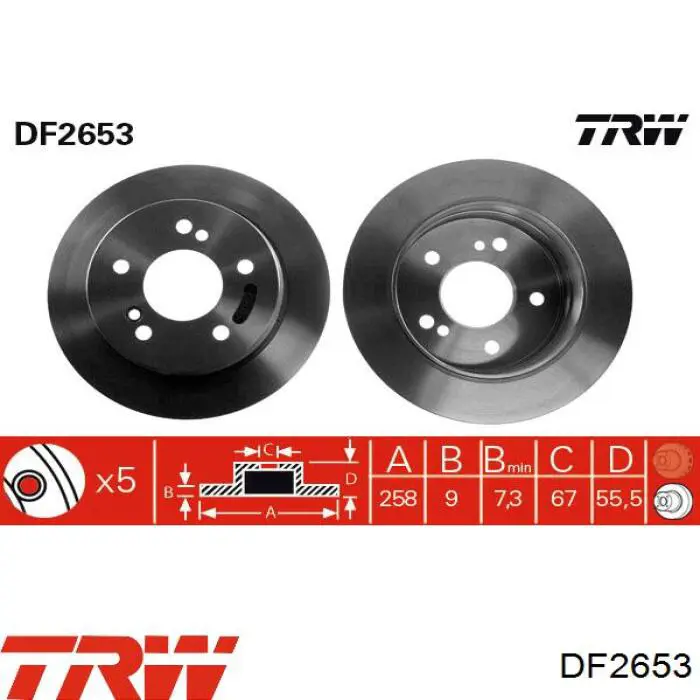 df2653 TRW disco de freno trasero