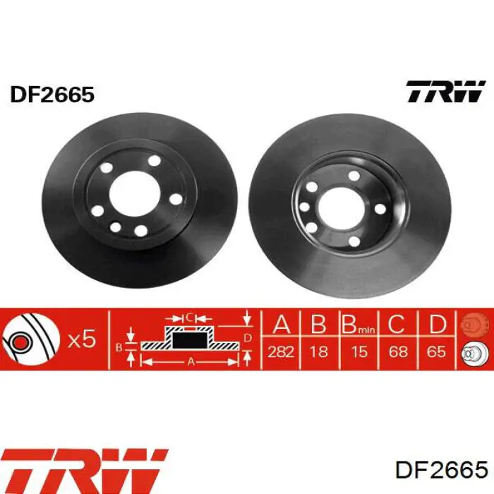Frenos delanteros TRW DF2665 precio, desde 40,90 EUR