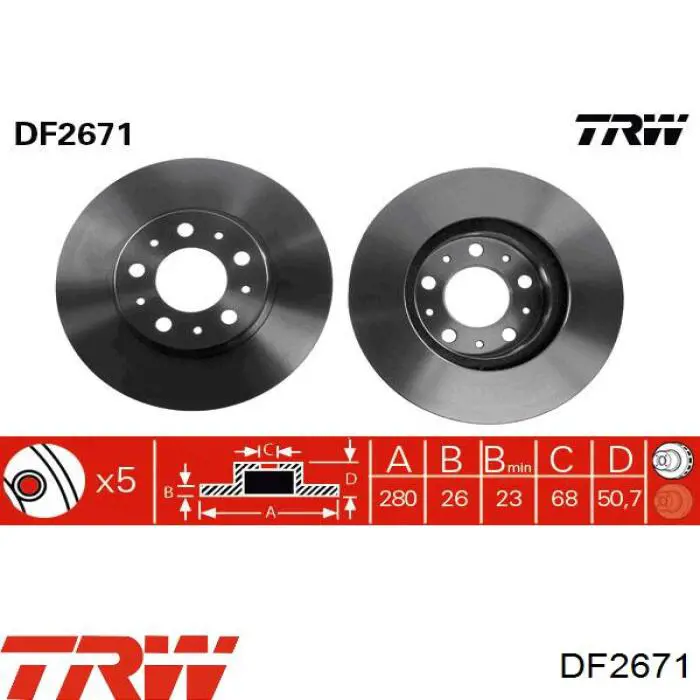 Comprar DF2671 TRW Freno de disco delantero