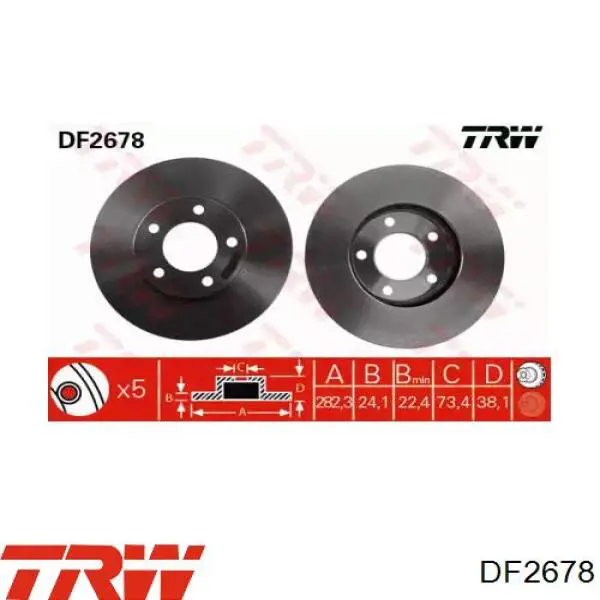 DF2678 TRW disco de freno delantero