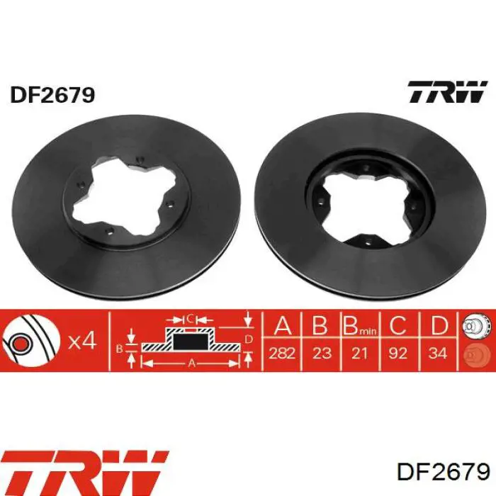 DF2679 TRW disco de freno delantero