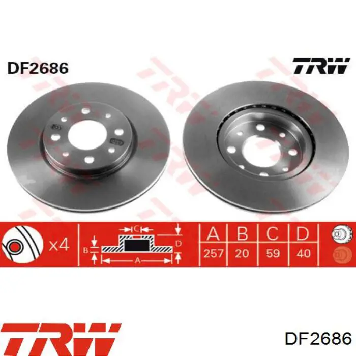 DF2686 TRW disco de freno delantero