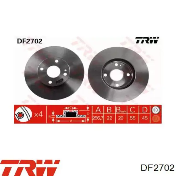 DF2702 TRW disco de freno delantero