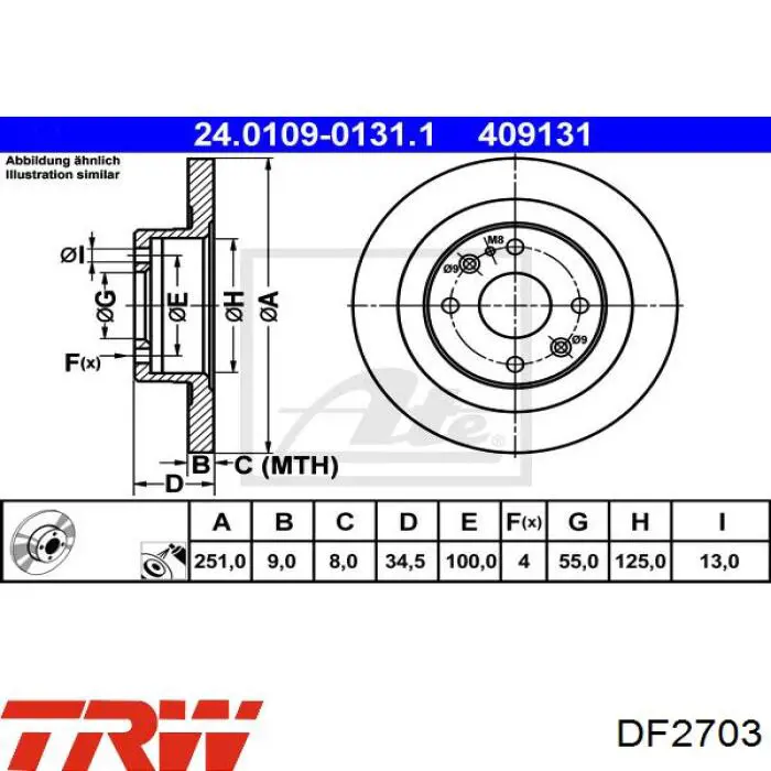 Disco de freno trasero Mazda 323 BG