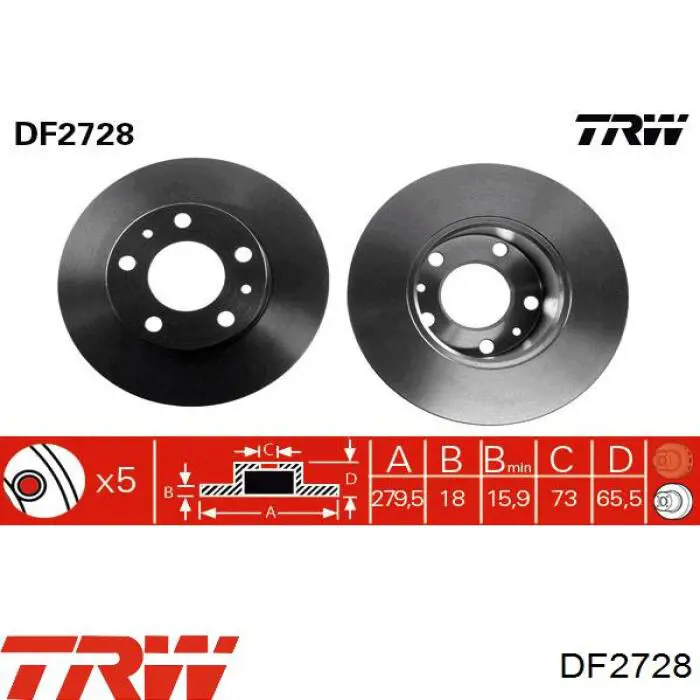 Disco de freno DF2728 TRW