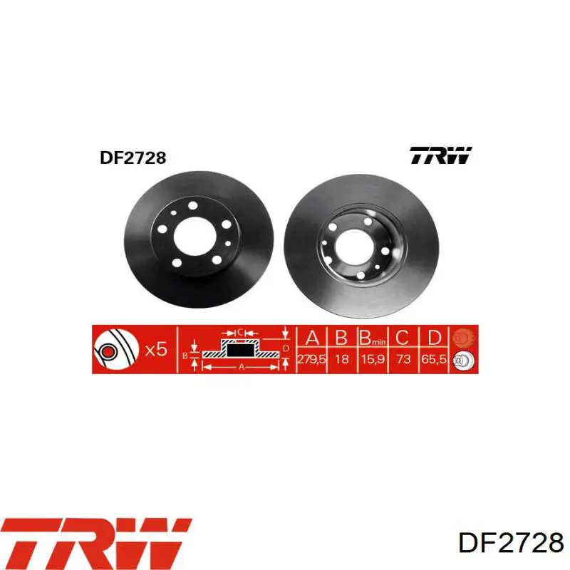 DF2728 TRW disco de freno delantero