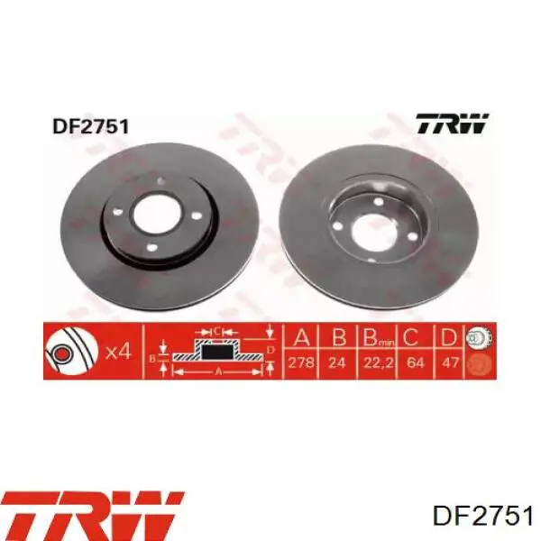 Disco de freno delantero TRW DF2751