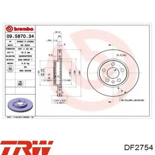 Disco de freno delantero TRW DF2754