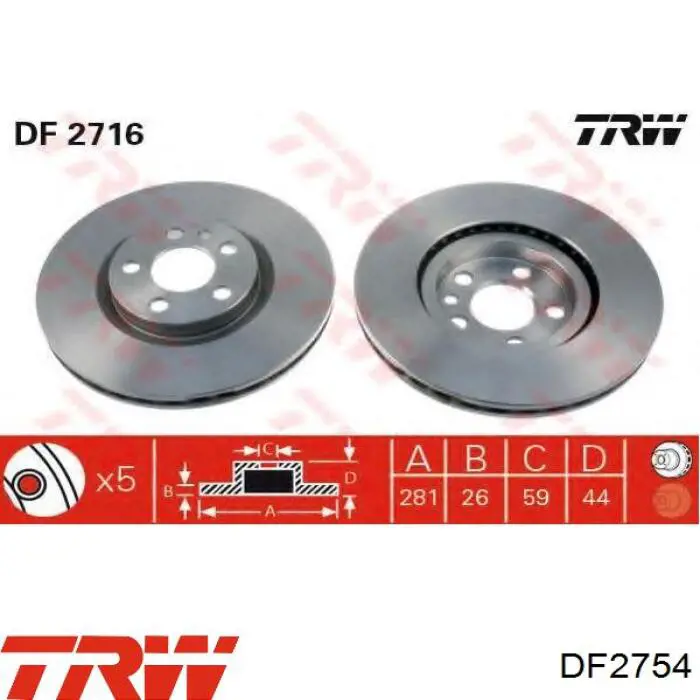 Disco de freno DF2754 TRW